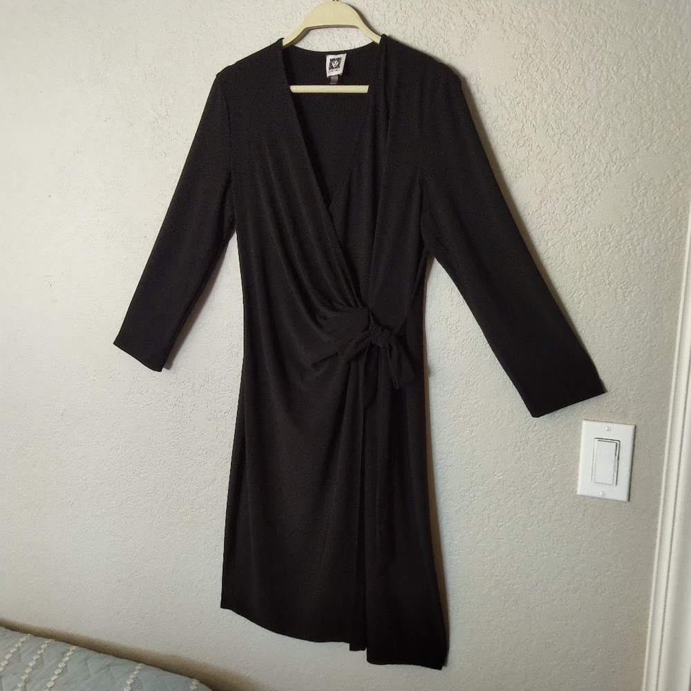 Anne Klein Black Wrap Dress, Size 4